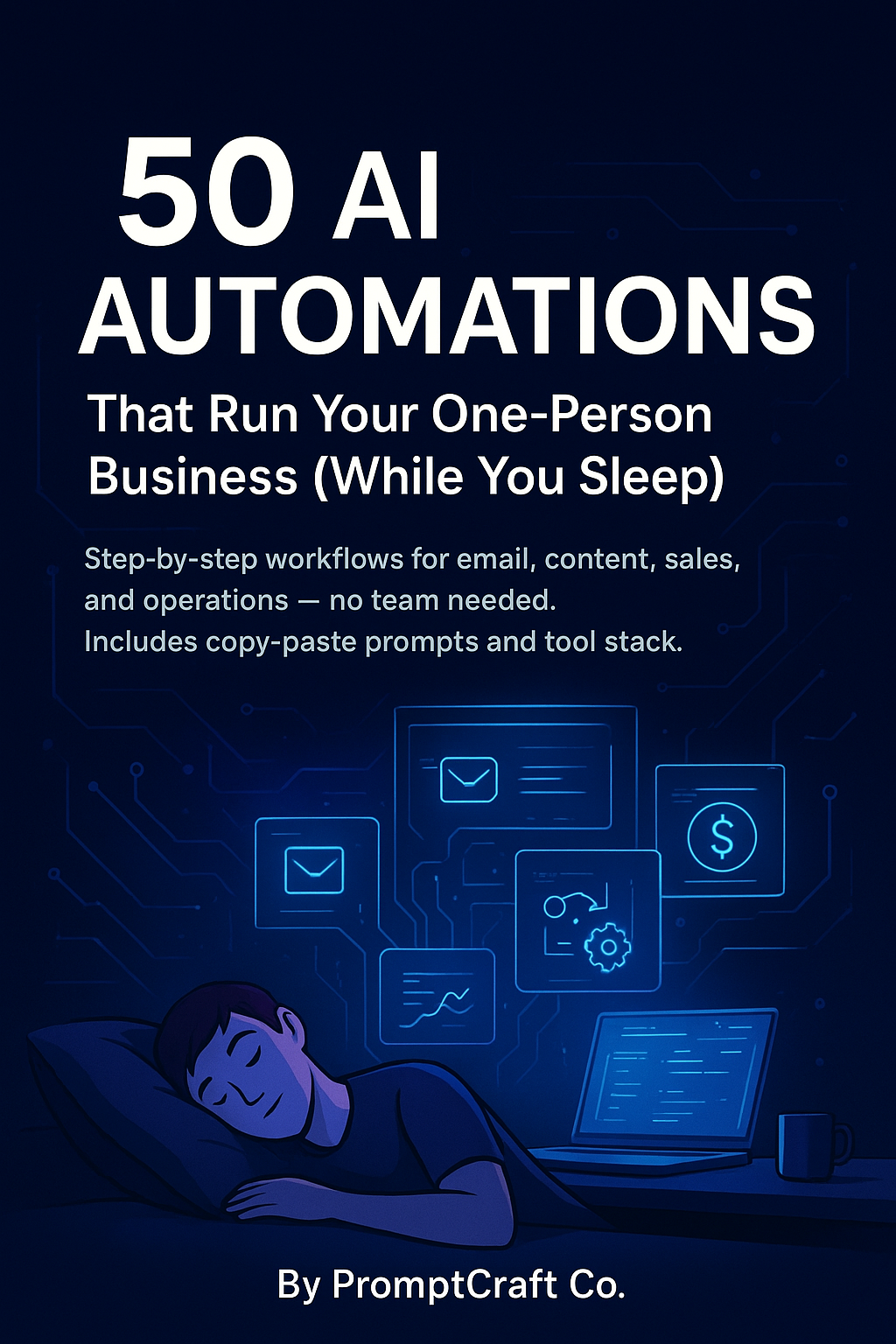 50 AI Automations That Run Your One-Person Business (While You Sleep) - Complete Digital Guide